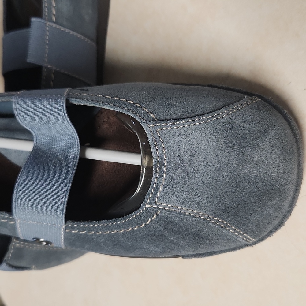 Blue Leather Suede Upper Flat Mary Jane Slip On Comfort What’s What Aerosoles - Picture 7 of 10